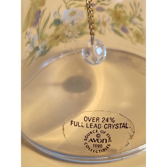 Vintage Art Crystal Glass Bell Avon Butterflies & Flowers 1990 - Picture 10 of 12
